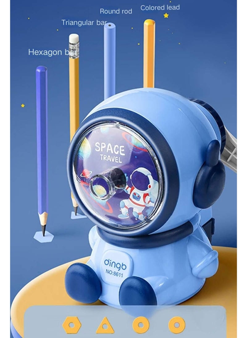 dingb Manual Pencil Sharpener, Astronaut Shaped Sharpener, Pencil Sharpener for Kids, Cute Pencil Sharpener, Fun Pencil Sharpener for Classroom School Supplies Home Office, Stationery Supplies (Adjustable thickness) - Image 5